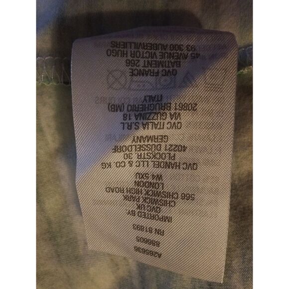 Denim Co Vneck Tshirt Womens Plus Size 1X Green Striped Short Sleeve Top Blouse - Picture 4 of 5